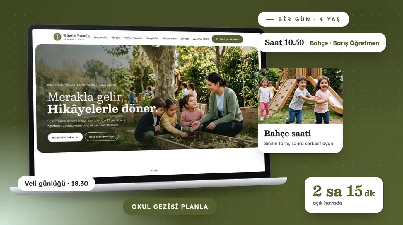 Küçük Pusula, Anaokulu ve Kreş web sitesi prototipi