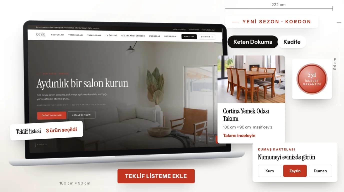 SEDİR HOME, Mobilya & Ev Dekorasyonu web sitesi prototipi