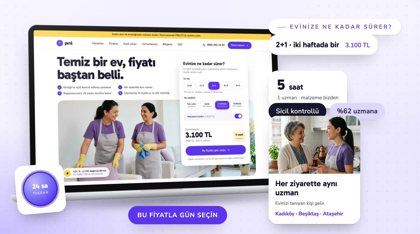 Pırıl, Temizlik Şirketi web sitesi prototipi