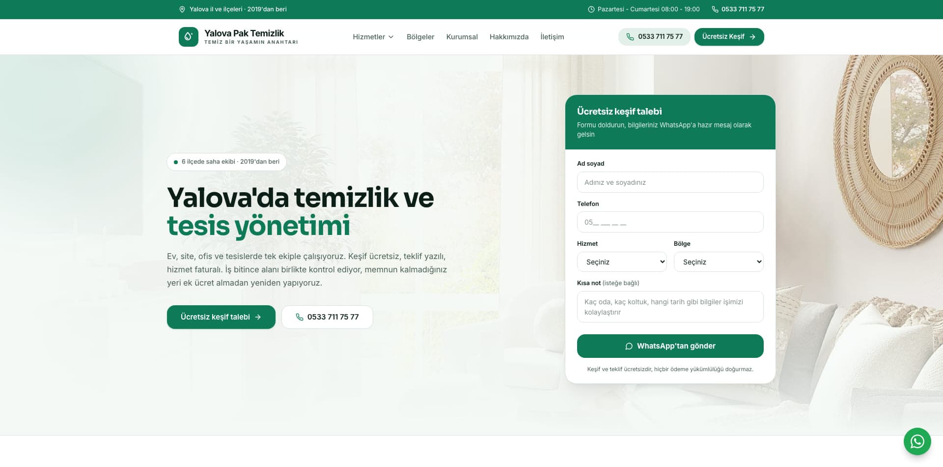 Yalova Pak Temizlik web sitesi ekran görüntüsü