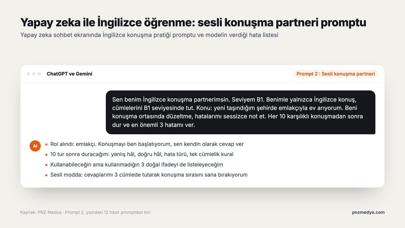 Yapay Zeka ile İngilizce Öğrenme: 12 Hazır Prompt ve Rehber (2026)