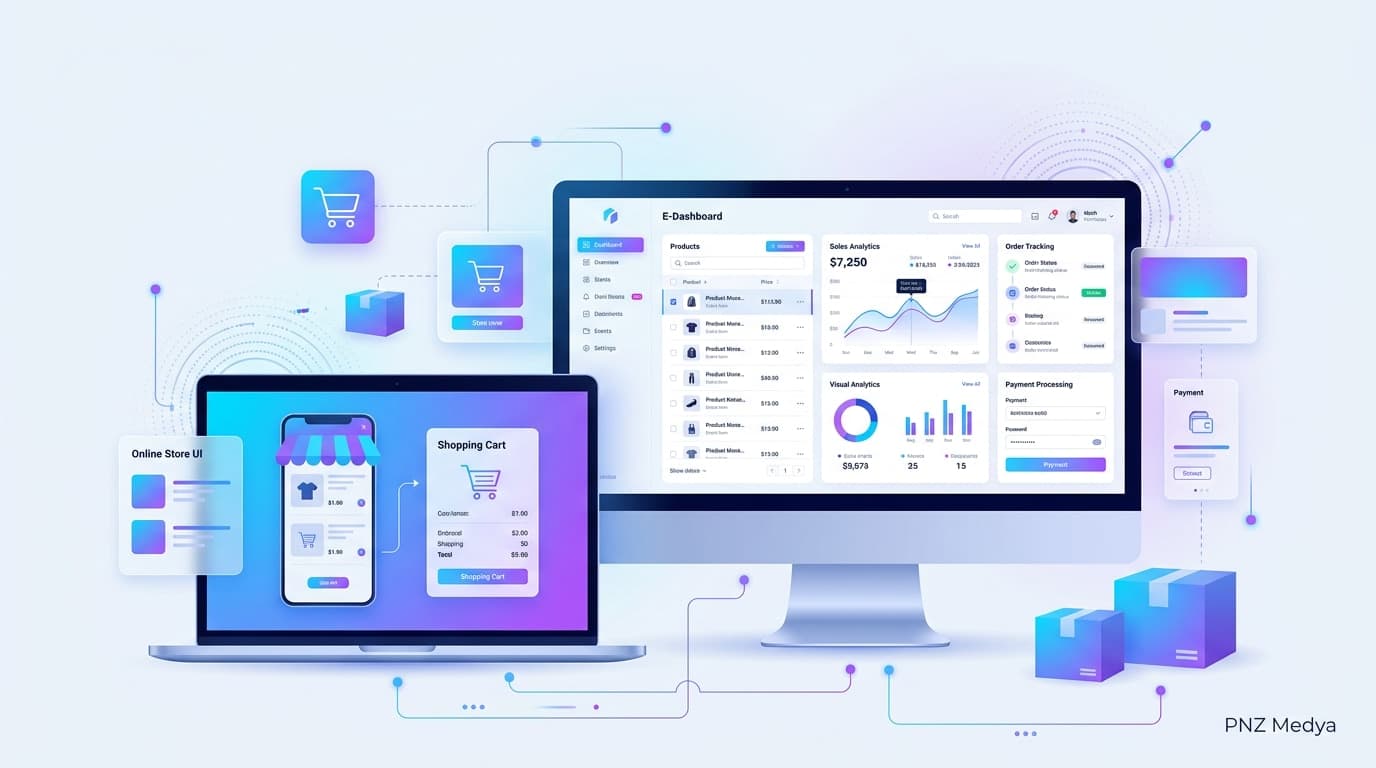 modern SaaS e-commerce software banner design for a technology blog article