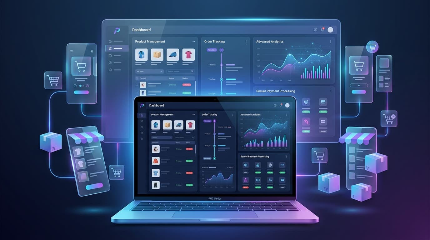 modern SaaS e-commerce software banner design for a technology blog article