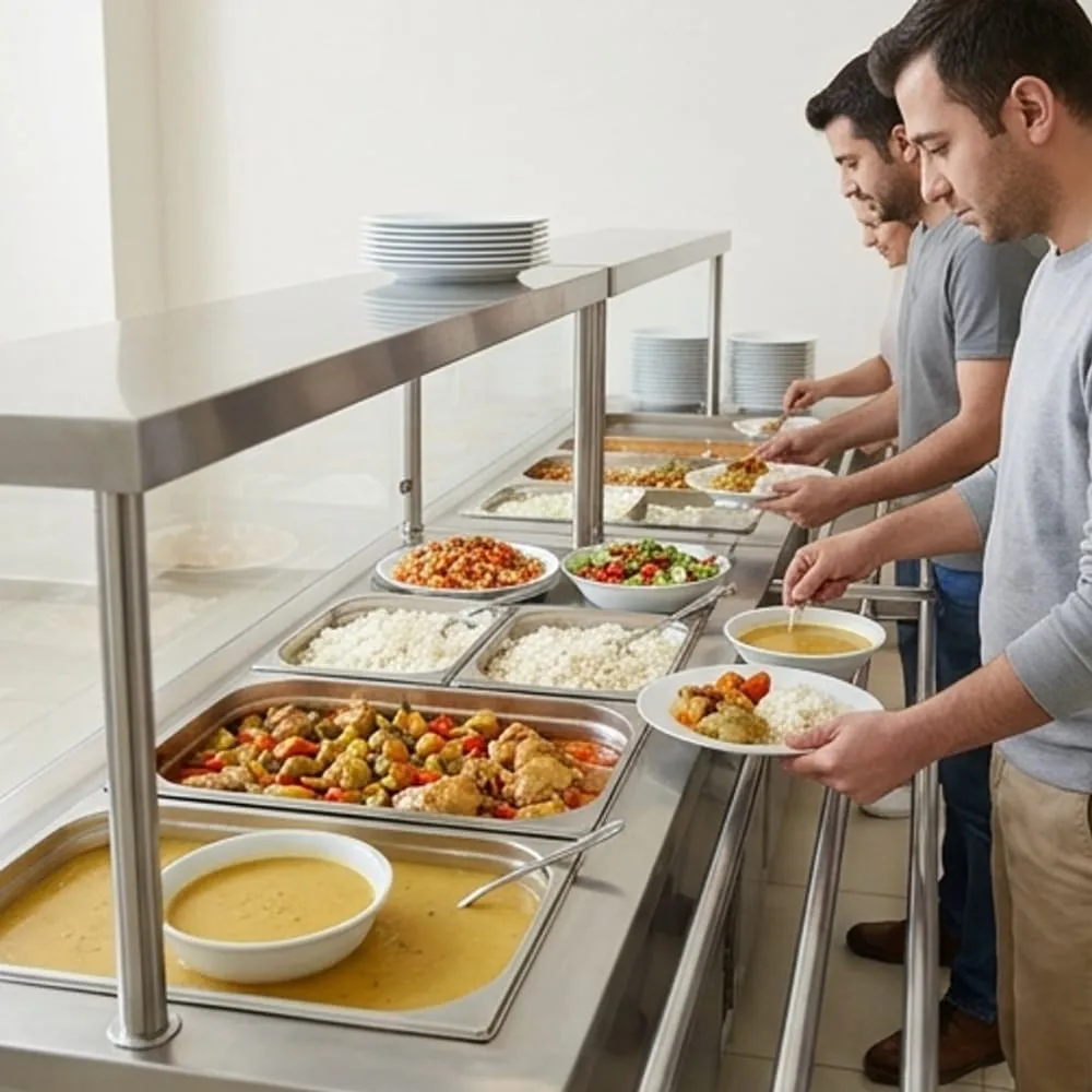 Ofis yemekhanesinde self servis hattı