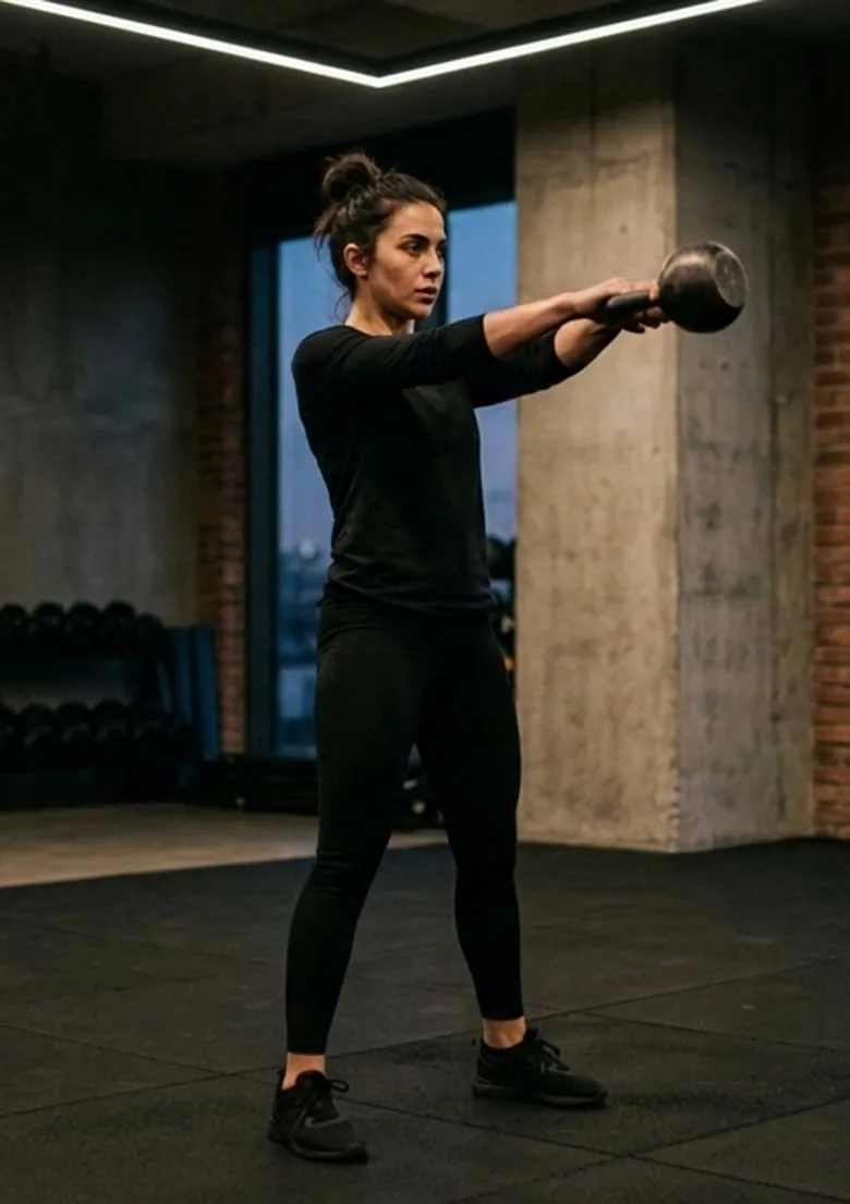 Levent kulübünde kettlebell çalışan bir üye